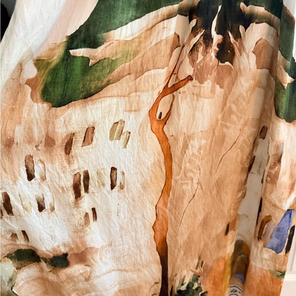 Mediterranean Painting Print Elegant Maxi Dress - Picture 7 of 9